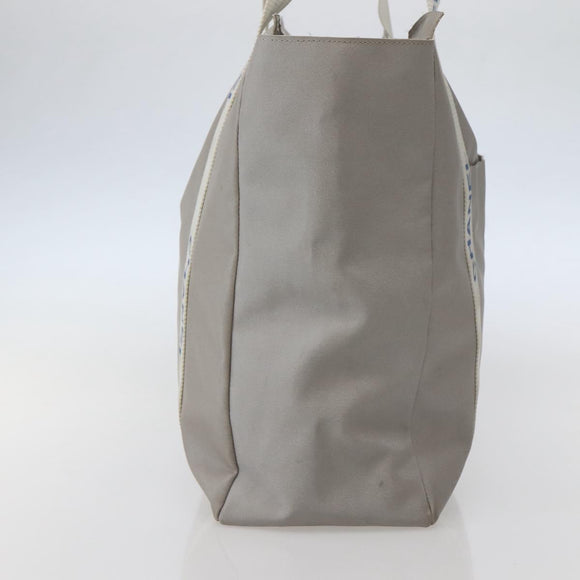 CHANEL Tote Bag Nylon Gray Silver CC Auth bs29478