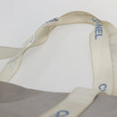 CHANEL Tote Bag Nylon Gray Silver CC Auth bs29478-14
