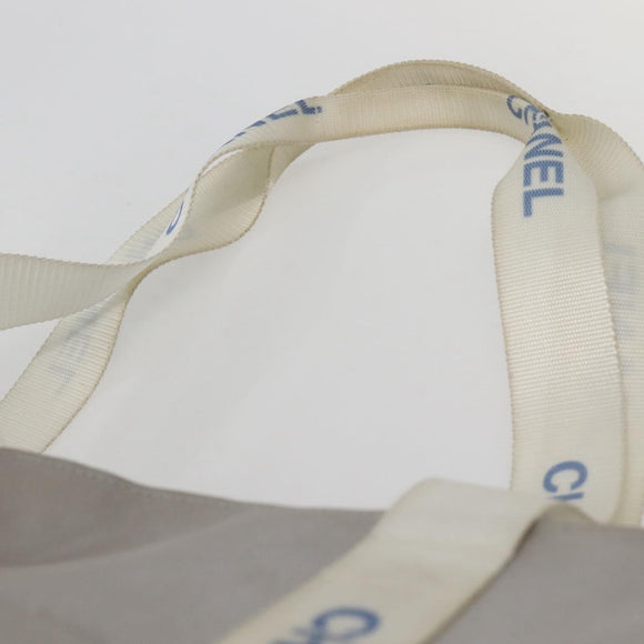 CHANEL Tote Bag Nylon Gray Silver CC Auth bs29478