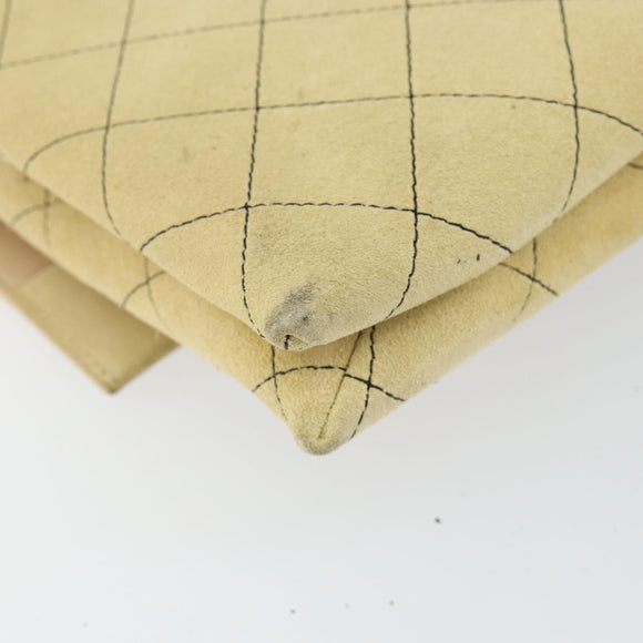 CHANEL Matelasse Chain Shoulder Bag Suede Beige gold CC Auth bs29483