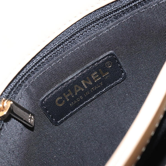 CHANEL Matelasse Chain Shoulder Bag Suede Beige gold CC Auth bs29483