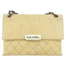 CHANEL Matelasse Chain Shoulder Bag Suede Beige gold CC Auth bs29483-13