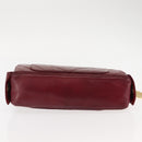 BALLY V Stitch Chain Hand Bag Lamb Skin Bordeaux Gold Auth bs29487-6