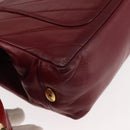 BALLY V Stitch Chain Hand Bag Lamb Skin Bordeaux Gold Auth bs29487-9