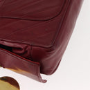 BALLY V Stitch Chain Hand Bag Lamb Skin Bordeaux Gold Auth bs29487-16