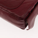 BALLY V Stitch Chain Hand Bag Lamb Skin Bordeaux Gold Auth bs29487-17