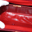 BALLY V Stitch Chain Hand Bag Lamb Skin Bordeaux Gold Auth bs29487-12