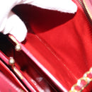 BALLY V Stitch Chain Hand Bag Lamb Skin Bordeaux Gold Auth bs29487-20