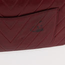 BALLY V Stitch Chain Hand Bag Lamb Skin Bordeaux Gold Auth bs29487-3