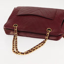 BALLY V Stitch Chain Hand Bag Lamb Skin Bordeaux Gold Auth bs29487-7