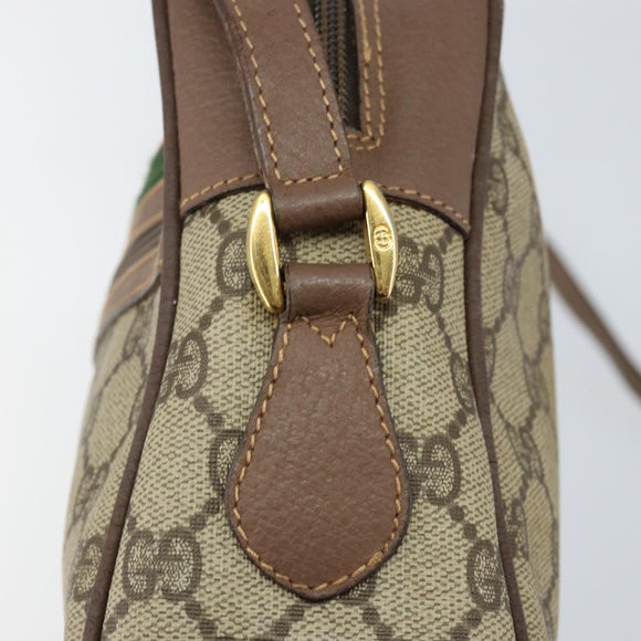 GUCCI GG Supreme Web Sherry Line Shoulder Bag PVC Beige Gold Red Auth bs29489