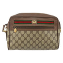 GUCCI GG Supreme Web Sherry Line Shoulder Bag PVC Beige Gold Red Auth bs29489-13