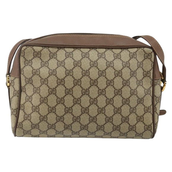 GUCCI GG Supreme Web Sherry Line Shoulder Bag PVC Beige Gold Red Auth bs29489