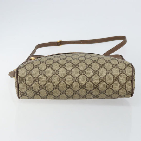 GUCCI GG Supreme Web Sherry Line Shoulder Bag PVC Beige Gold Red Auth bs29489