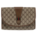 GUCCI GG Supreme Web Sherry Line Clutch Bag PVC Beige Red 89 01 030 Auth bs29490-2