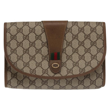 GUCCI GG Supreme Web Sherry Line Clutch Bag PVC Beige Red 89 01 030 Auth bs29490 - 0