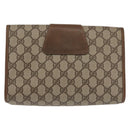 GUCCI GG Supreme Web Sherry Line Clutch Bag PVC Beige Red 89 01 030 Auth bs29490-3