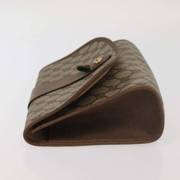 GUCCI GG Supreme Web Sherry Line Clutch Bag PVC Beige Red 89 01 030 Auth bs29490