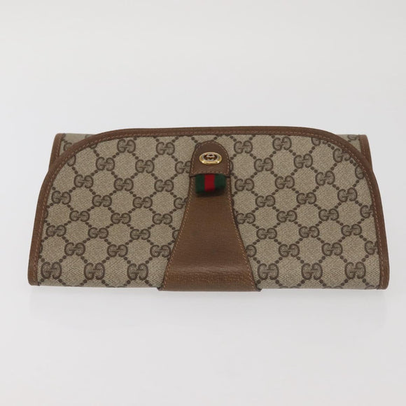GUCCI GG Supreme Web Sherry Line Clutch Bag PVC Beige Red 89 01 030 Auth bs29490