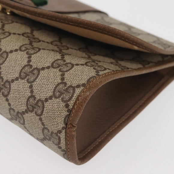 GUCCI GG Supreme Web Sherry Line Clutch Bag PVC Beige Red 89 01 030 Auth bs29490