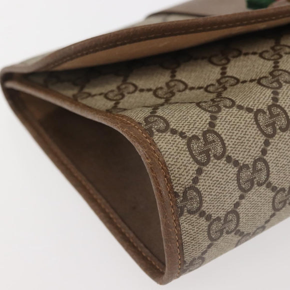 GUCCI GG Supreme Web Sherry Line Clutch Bag PVC Beige Red 89 01 030 Auth bs29490