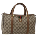 GUCCI GG Supreme Web Sherry Line Bag PVC Beige Gold 111 02 007 Auth bs29491-1