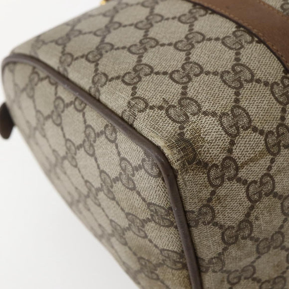 GUCCI GG Supreme Web Sherry Line Bag PVC Beige Gold 111 02 007 Auth bs29491