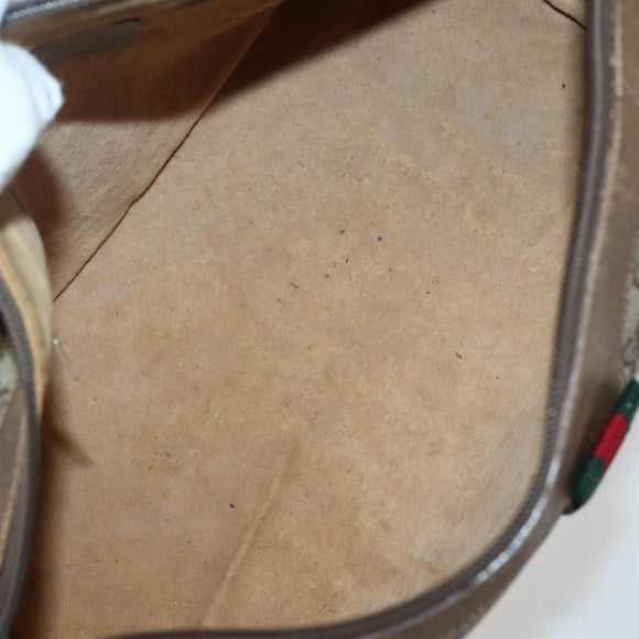 GUCCI GG Supreme Web Sherry Line Bag PVC Beige Gold 111 02 007 Auth bs29491