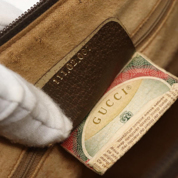 GUCCI GG Supreme Web Sherry Line Bag PVC Beige Gold 111 02 007 Auth bs29491