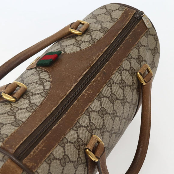 GUCCI GG Supreme Web Sherry Line Bag PVC Beige Gold 111 02 007 Auth bs29491