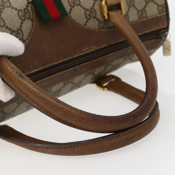 GUCCI GG Supreme Web Sherry Line Bag PVC Beige Gold 111 02 007 Auth bs29491