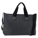 GUCCI GG Supreme Tote Bag PVC Leather 2way Black 162785 Auth bs29492-1