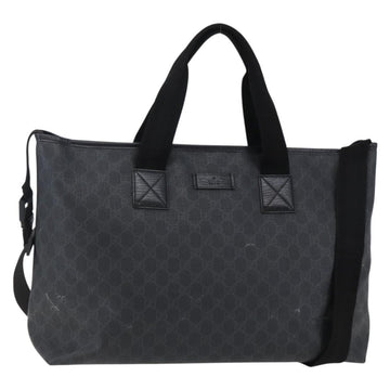 GUCCI GG Supreme Tote Bag PVC Leather 2way Black 162785 Auth bs29492