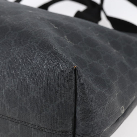 GUCCI GG Supreme Tote Bag PVC Leather 2way Black 162785 Auth bs29492