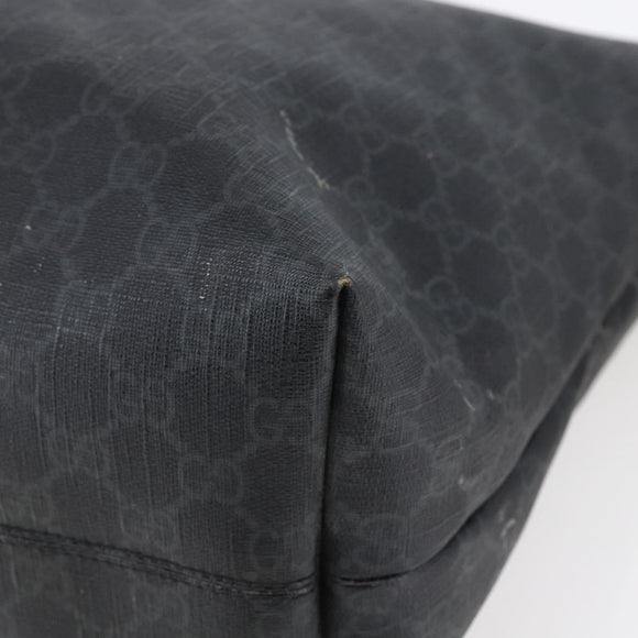 GUCCI GG Supreme Tote Bag PVC Leather 2way Black 162785 Auth bs29492