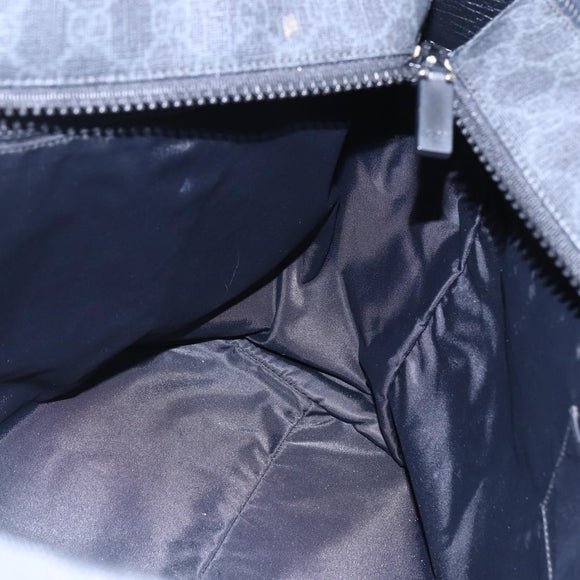 GUCCI GG Supreme Tote Bag PVC Leather 2way Black 162785 Auth bs29492