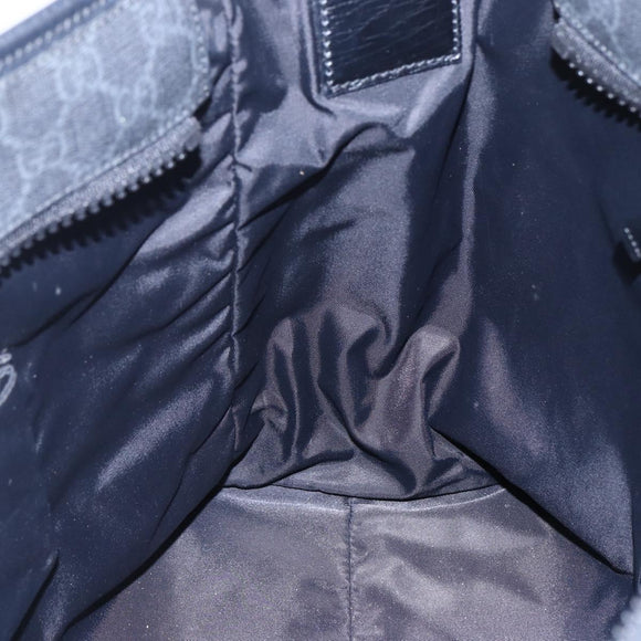 GUCCI GG Supreme Tote Bag PVC Leather 2way Black 162785 Auth bs29492