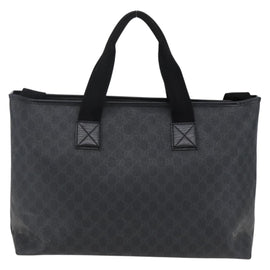 GUCCI GG Supreme Tote Bag PVC Leather 2way Black 162785 Auth bs29492 - 0