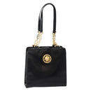 Gianni Versace Chain Tote Bag Leather Black Gold Auth bs29493-1