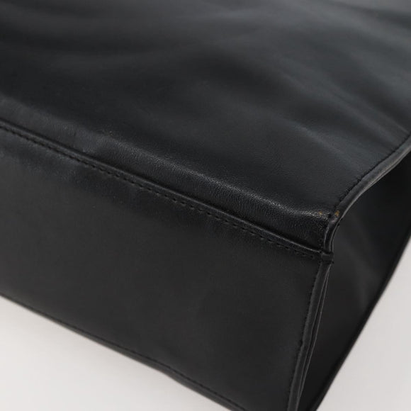 Gianni Versace Chain Tote Bag Leather Black Gold Auth bs29493