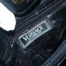 Gianni Versace Chain Tote Bag Leather Black Gold Auth bs29493-10