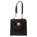 Gianni Versace Chain Tote Bag Leather Black Gold Auth bs29493-13