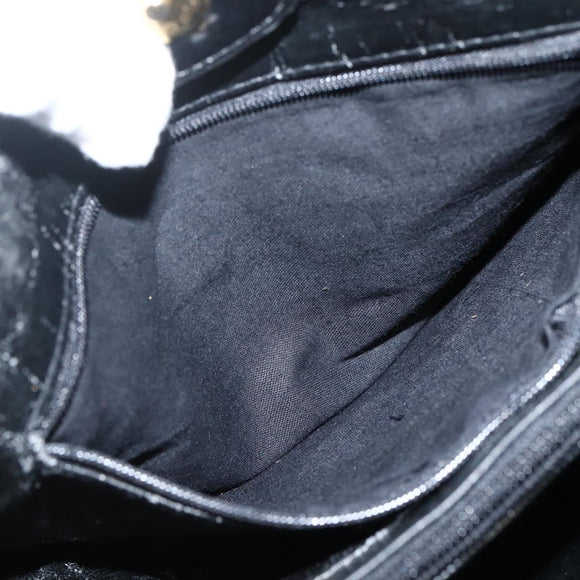 Gianni Versace Chain Tote Bag Leather Black Gold Auth bs29493