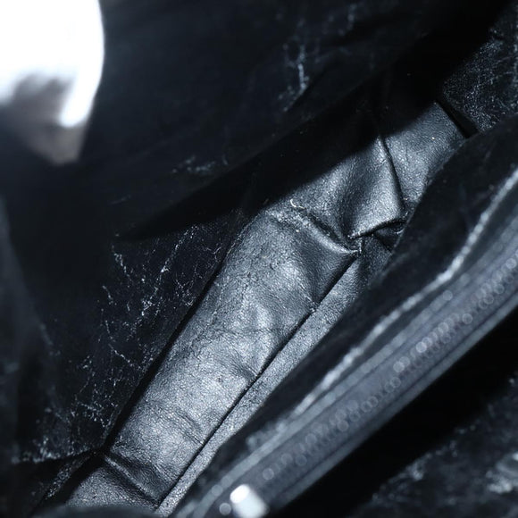 Gianni Versace Chain Tote Bag Leather Black Gold Auth bs29493