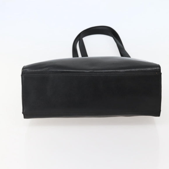 Gianni Versace Chain Tote Bag Leather Black Gold Auth bs29493