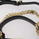 Gianni Versace Hand Bag Leather 2way Black Gold Auth bs29494-10