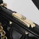 Gianni Versace Hand Bag Leather 2way Black Gold Auth bs29494-17