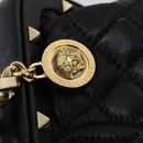 Gianni Versace Hand Bag Leather 2way Black Gold Auth bs29494-18