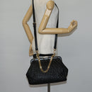 Gianni Versace Hand Bag Leather 2way Black Gold Auth bs29494-25