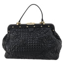 Gianni Versace Hand Bag Leather 2way Black Gold Auth bs29494-3
